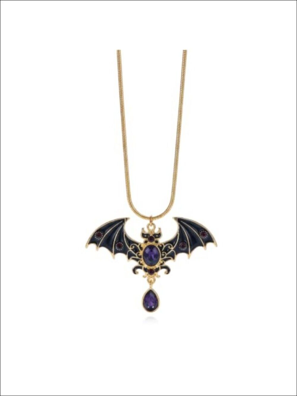 Gothic Bat Ghost Pendant Necklace Snake Chain Halloween Cosplay